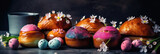 Easter Delight: Festive Brioche and easter egg. Generative Ai