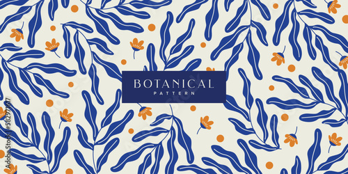 Blue Botanical Pattern Background