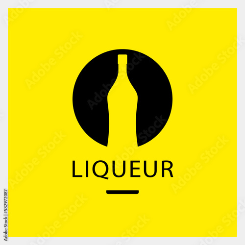 Liquer. Drink Logo. Bottle Icon Template. Vector Illustration