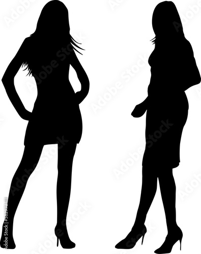 Silhouette - zwei Frauen im Gespräch