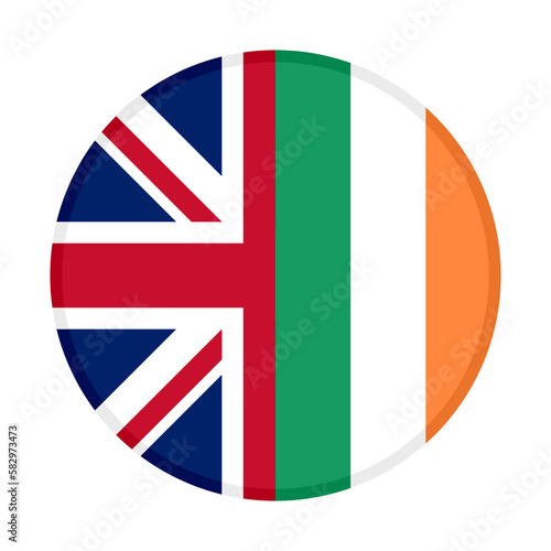 round icon with united kingdom and ireland flags. vector illustration isolated on white background