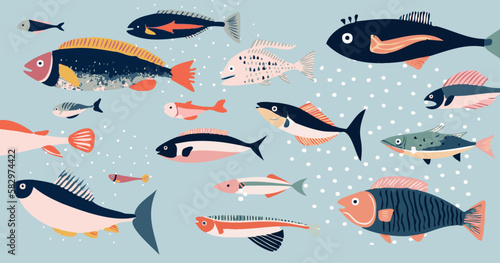 空想上の魚のベクター素材