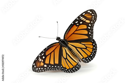 monarch butterfly with shadow isolated on white background. Generated by AI