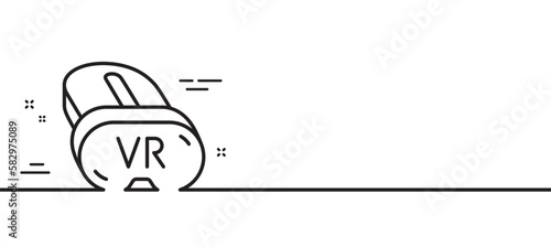 Vr line icon. Virtual reality sign. Ar simulator goggles symbol. Minimal line illustration background. Vr line icon pattern banner. White web template concept. Vector