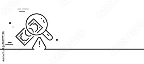 Fraud line icon. Money crime sign. Accounting offense symbol. Minimal line illustration background. Fraud line icon pattern banner. White web template concept. Vector