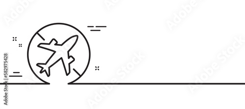 Airplane mode line icon. Cancel flight sign. Turn off mobile in plane symbol. Minimal line illustration background. Airplane mode line icon pattern banner. White web template concept. Vector