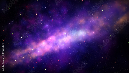 Space Nebula background with stars in space through dust  clouds  and star fields in outer space  Bursting Galaxy  Electric Glow Space light 3d rendering