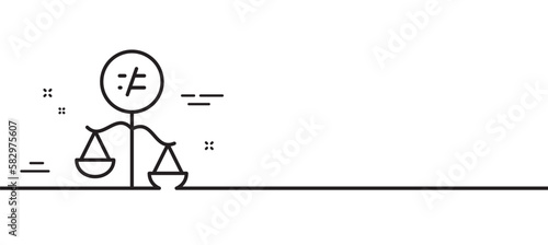 Discrimination line icon. Gender inequality scales sign. Equality balance symbol. Minimal line illustration background. Discrimination line icon pattern banner. White web template concept. Vector
