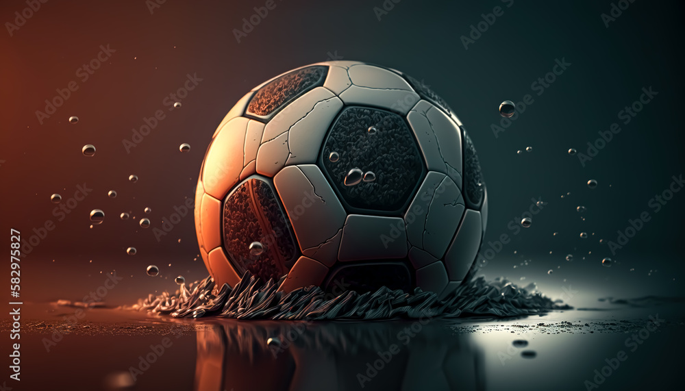 Naklejka premium Creative illustration with soccer ball, generative AI.