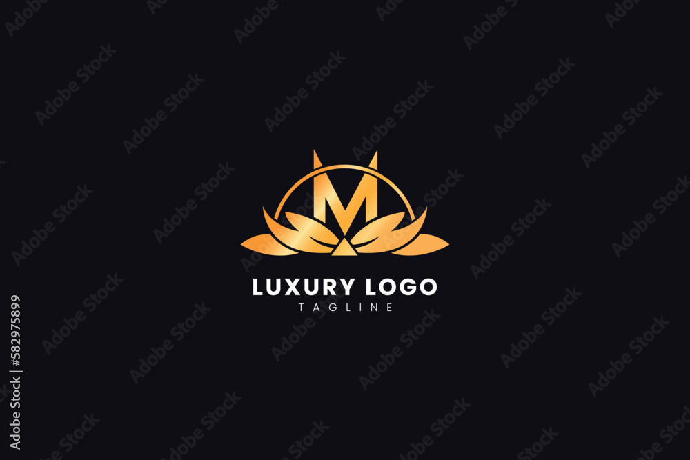Elegant and classy letter M logo with gold gradient Elegant and classy letter M logo with gold gradient