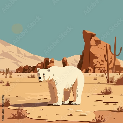 polar bear in the desert created with Generative AI technology
