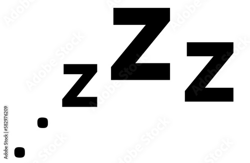 Zzz sleep snore text vector icon. Night sleepy noise sound illustration. Black simple sign for comics isolated on white background.
