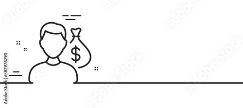 Salary line icon. Business wages sign. Cash money bribe symbol. Minimal line illustration background. Salary line icon pattern banner. White web template concept. Vector