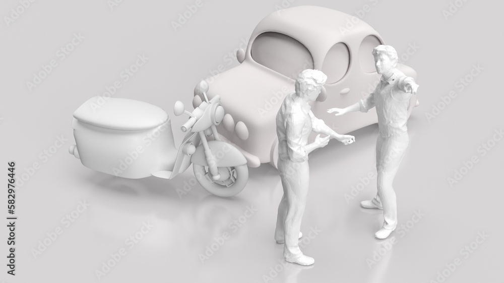 Accident car and bike for insurance concept 3d rendering Accident car and bike for insurance concept 3d rendering