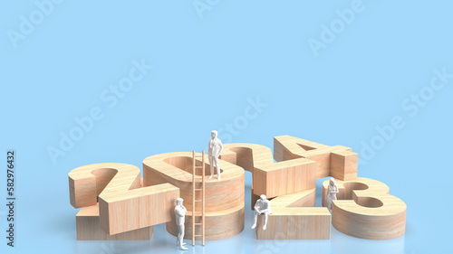 Wallpaper Mural Wood number 2023 and 2024 for Business concept 3d rendering Torontodigital.ca