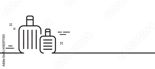 Baggage line icon. Travel luggage sign. Journey bag claim symbol. Minimal line illustration background. Baggage line icon pattern banner. White web template concept. Vector