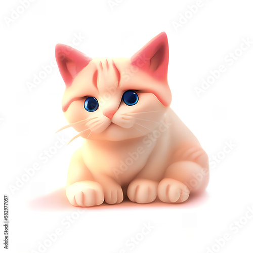 Cute kitten, clay style, plasticine, toy, 3D, AI generated