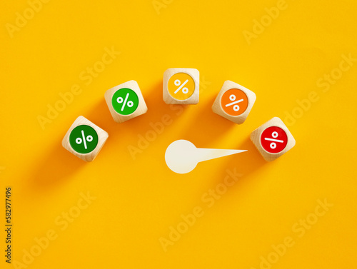 Speedometer with arrow indicating the highest percentage of return.