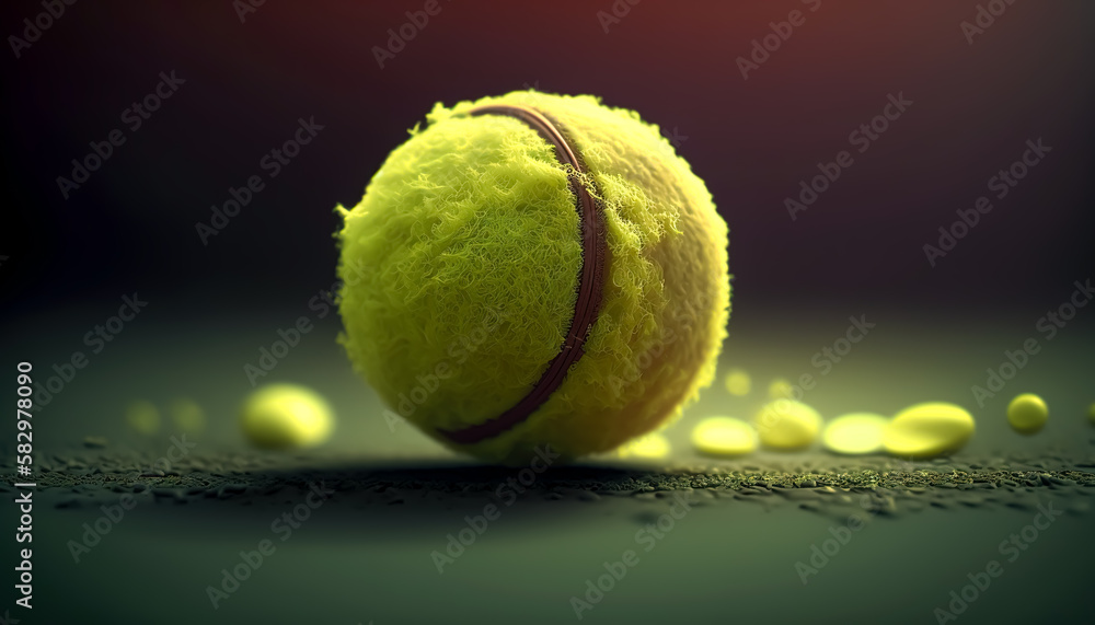 Tennis ball on a colored background, generative AI.