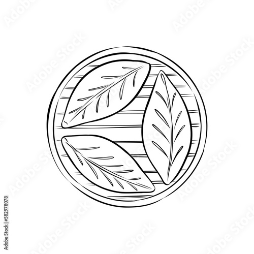 Dim sum, traditional Chinese dish. Vector sketch illustration isolated on white background. Hand-drawn line art for restaurant menu, advert or recipe. Asian dumplings served in bamboo steamer basket.
