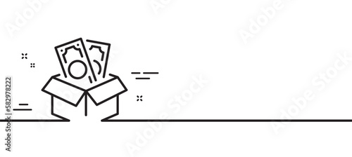 Bribe line icon. Money fraud crime sign. Cash box symbol. Minimal line illustration background. Bribe line icon pattern banner. White web template concept. Vector