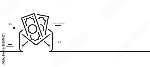 Bribe line icon. Money fraud crime sign. Cash envelope symbol. Minimal line illustration background. Bribe line icon pattern banner. White web template concept. Vector