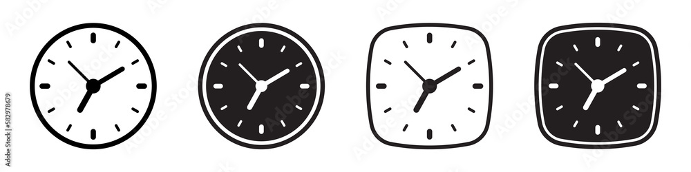 Clock icon, time icon. Clock icon, time icon.
