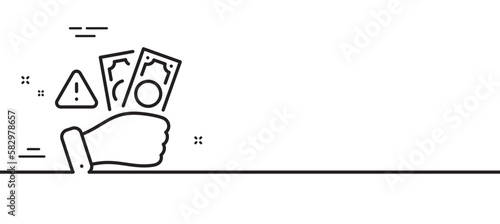 Fraud line icon. Money bribe crime sign. Cash scam symbol. Minimal line illustration background. Fraud line icon pattern banner. White web template concept. Vector