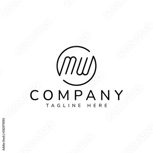 letter MW or WM looping linked circle logo design