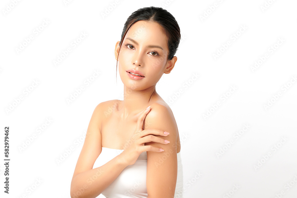 Beautiful young asian woman with clean fresh skin on white background, Face care, Facial treatment, Cosmetology, beauty and spa, Asian women portrait. Beautiful young asian woman with clean fresh skin on white background, Face care, Facial treatment, Cosmetology, beauty and spa, Asian women portrait.