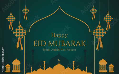 Vector beautiful Eid Mubarak Islamic background