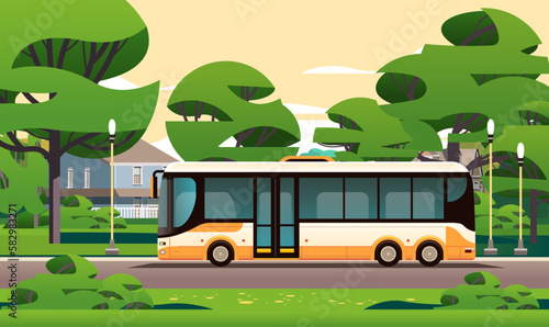 city bus vehicle modern public transport urban and countryside traffic comfortable moving concept