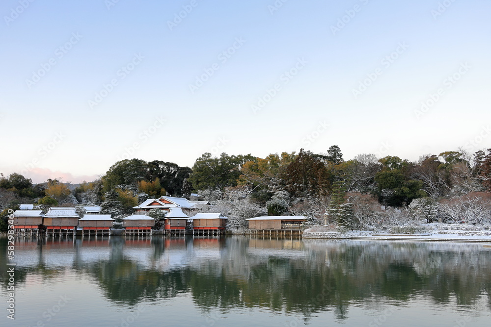 京都 長岡天満宮の冬景色