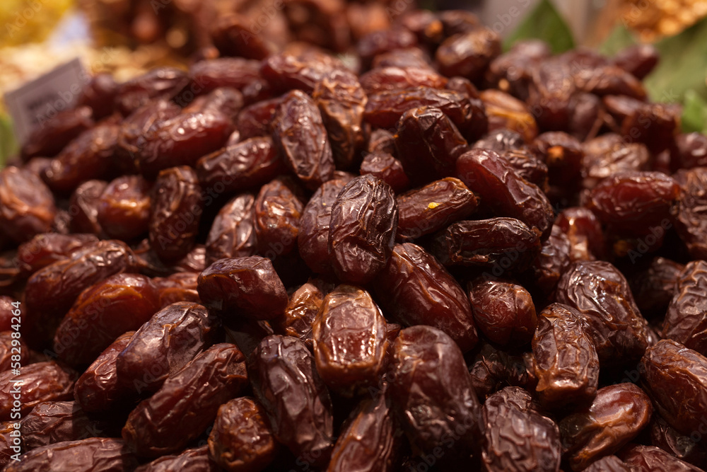 sweet dried dates on the counter in market sweet dried dates on the counter in market