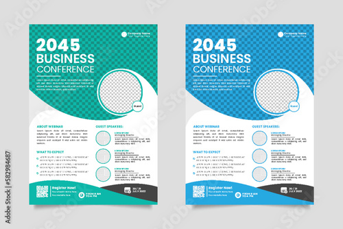 vector corporate  business conference flyer template or online business conference template