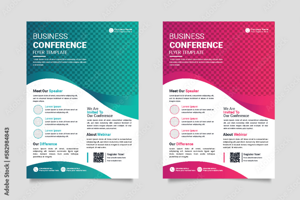 vector corporate  business conference flyer template or online business conference template
