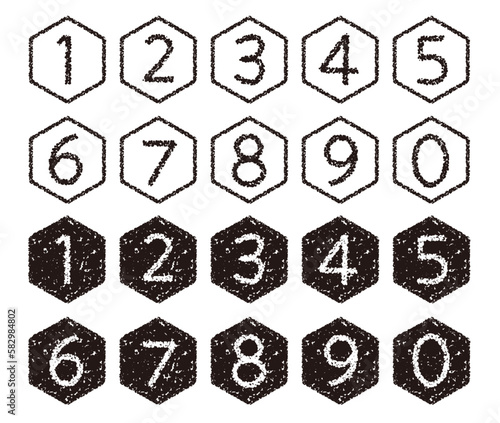 クレヨン素材　手描きの数字アイコンセット