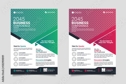 vector corporate  business conference flyer template or online business conference template