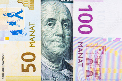 Azerbaijani manat and american dollar photo