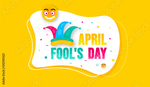April fools day background, or banner design template with funny prank illustration vector for April fools day event 1 April celebration. April fools day colorful typography design.