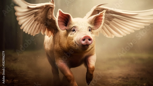 pig with wings flying - generative ai