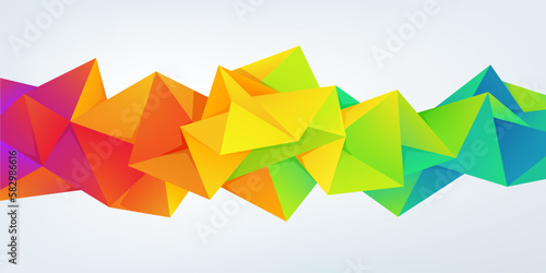 Vector abstract facet, low poly geometric triangle background. 3d crystal colorful shape, banner, horizontal orientation.
