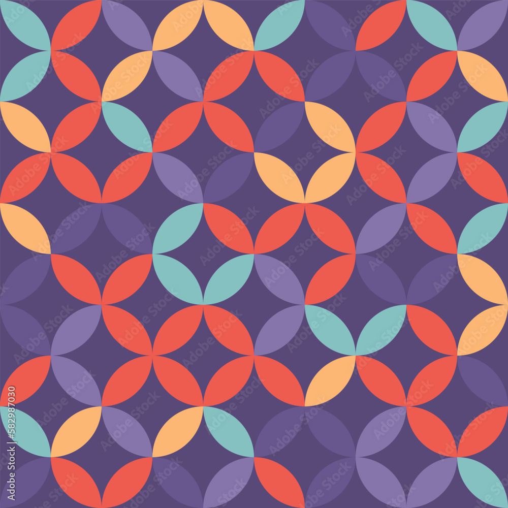 Fototapeta premium Cool 1950s pattern ovals and circles