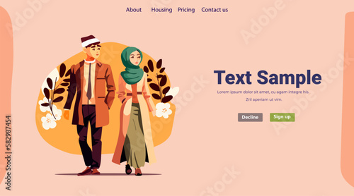 young couple in traditional clothes man woman two friends family standing together full length