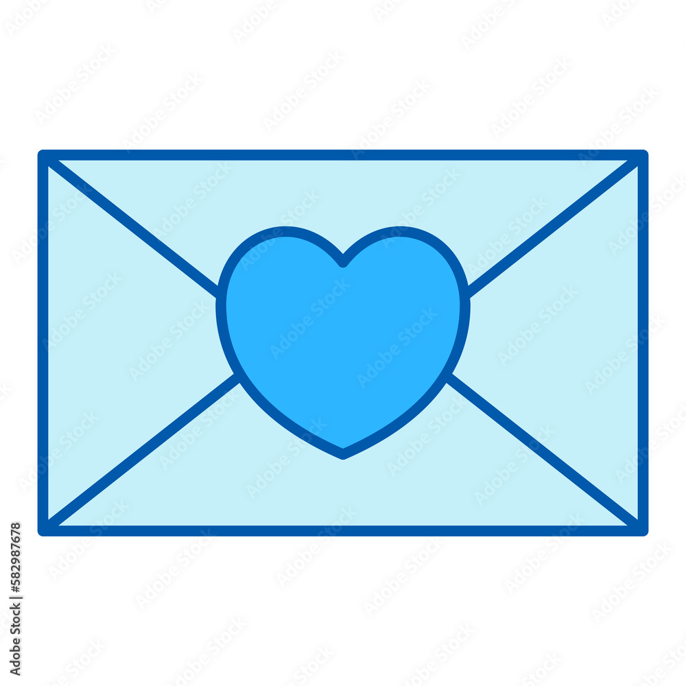 Sealed envelope and heart - icon, illustration on white background, color style Sealed envelope and heart - icon, illustration on white background, color style