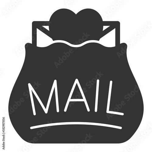 Open mail bag and love letter - icon, illustration on white background, glyph style