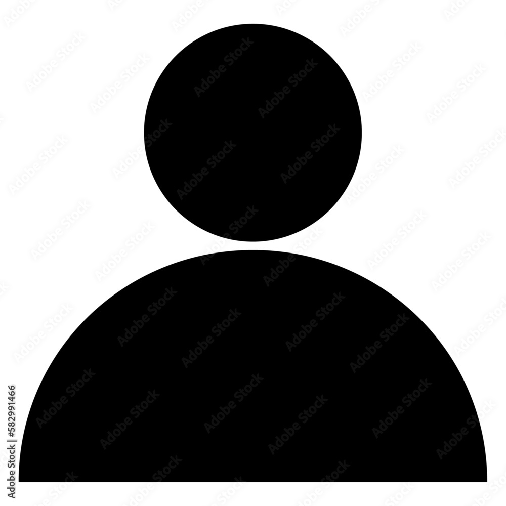 Person icon, black color flat style, simple design avatar symbol, vector object for web, mobile, app, laser grave, vinyl sticker, UI. Vector illustration isolated background.