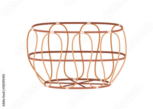 Rattan basket, trendy home storage wickerwork. Empty woven basketry, natural ...