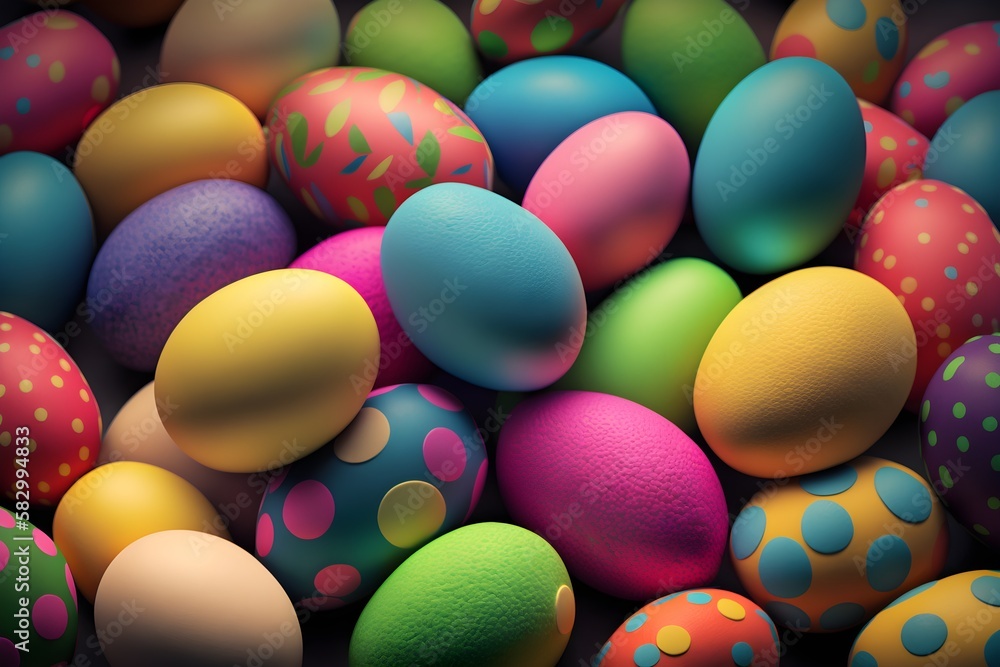 Colorful easter eggs pattern, AI generated Colorful easter eggs pattern, AI generated