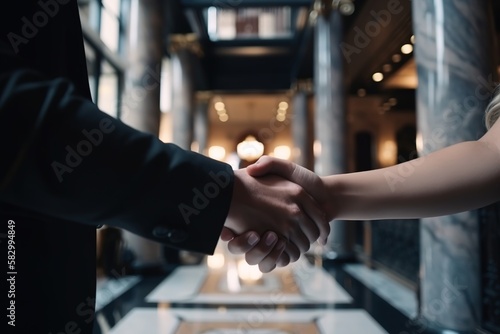 Wallpaper Mural Business people shake hand for agreement, generative ai Torontodigital.ca